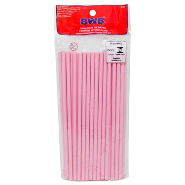 Forma De Chocolate - Canudo De Papel Liso Rosa Com 50un BWB9951